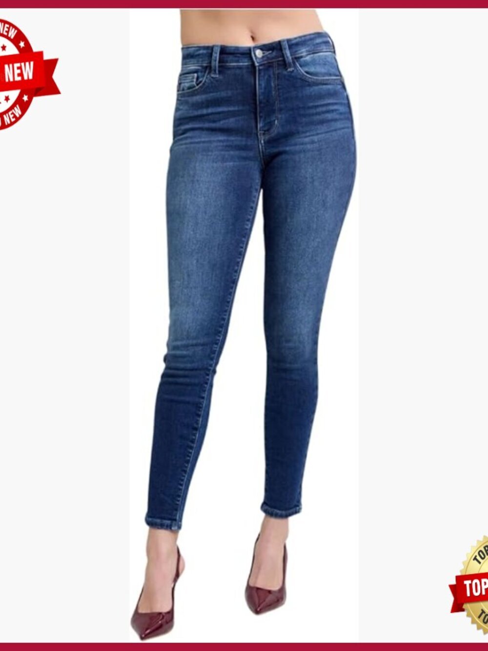 Mid Rise Thermal Skinny Jeans with 4-Way Stretch and Lining